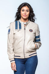 Carroll Shelby Cobra Women leather jacket ecru